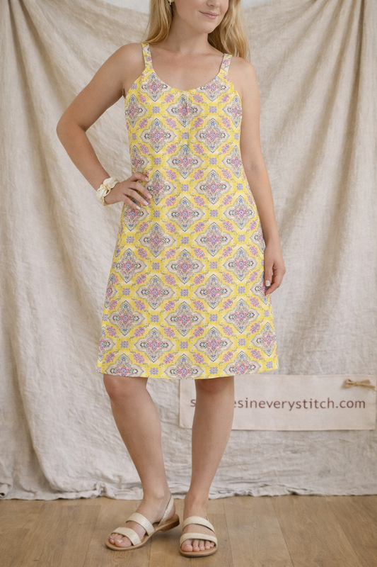 Retro Print Sleeveless A-Line Mini Dress