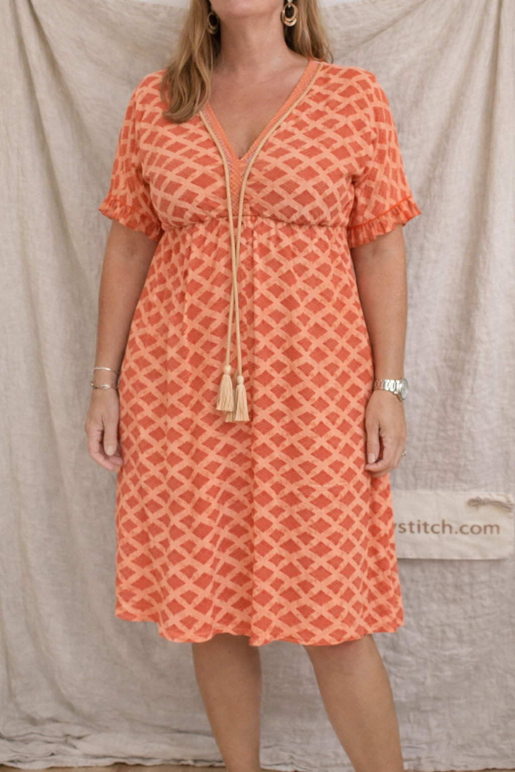 Boho Tassel Tie V-Neck Printed Dress