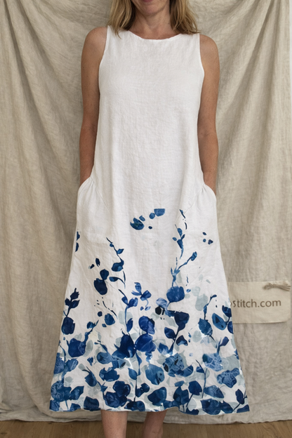 Sleeveless Floral Hem A-Line Midi Dress