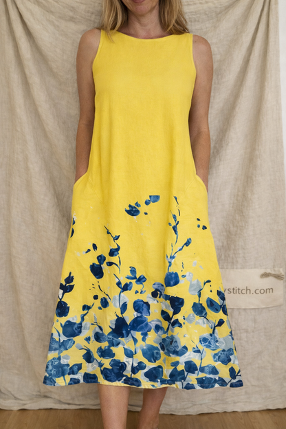 Sleeveless Floral Hem A-Line Midi Dress