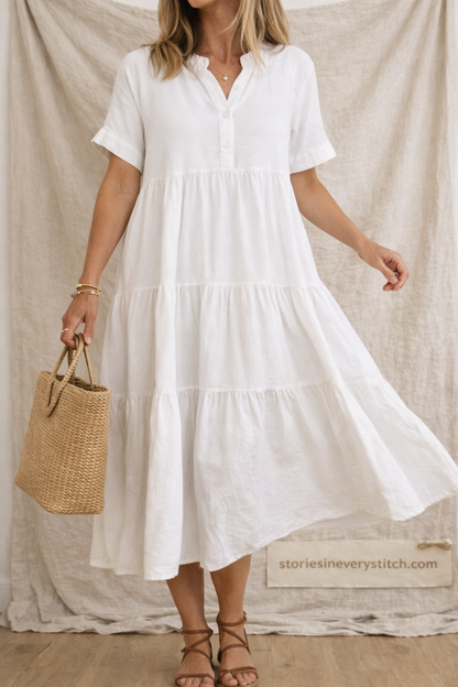 Boho Tiered Button-Front Maxi Dress
