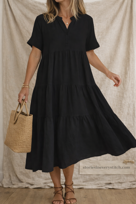 Boho Tiered Button-Front Maxi Dress