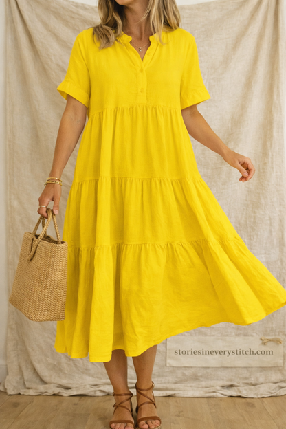 Boho Tiered Button-Front Maxi Dress