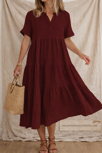 Boho Tiered Button-Front Maxi Dress