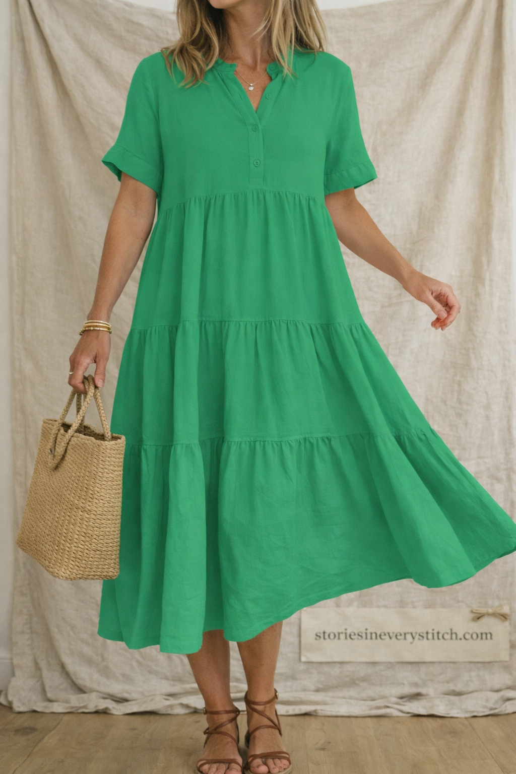 Boho Tiered Button-Front Maxi Dress