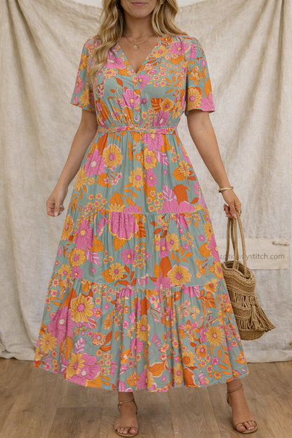 Summer Casual Floral Print Maxi Dress