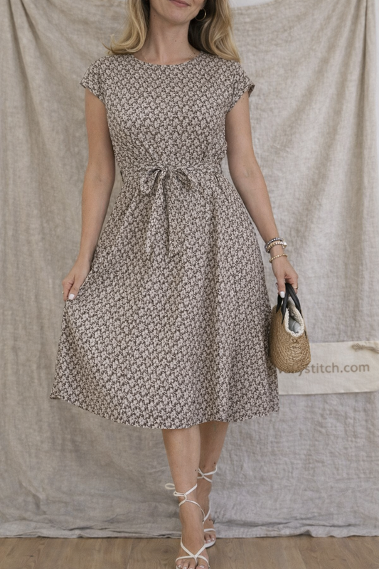 Summer Short Sleeve Lace-up Pleated Dress