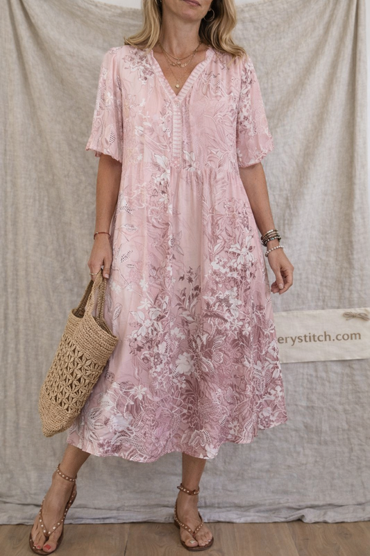 Dress Elegant Graceful Long Dress Summer Lace Print Casual Skirt
