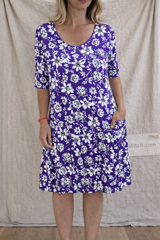 Summer Fashion Printed Loose Short Sleeve Pocket Dress Floral Dress