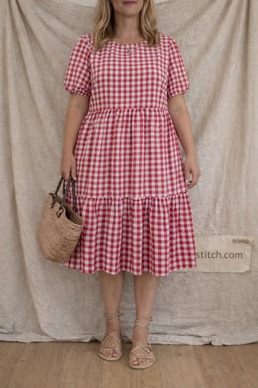 Women's Plaid New Lantern Sleeve Bohemian Beach Dress
