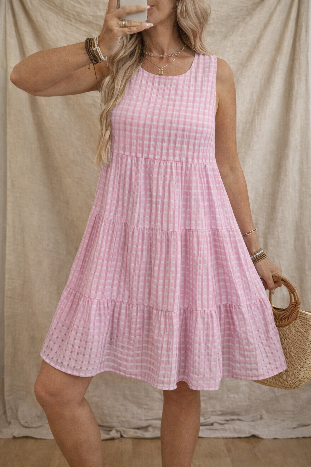 Women's Loose Casual Elegant Sleeveless Plaid Dress