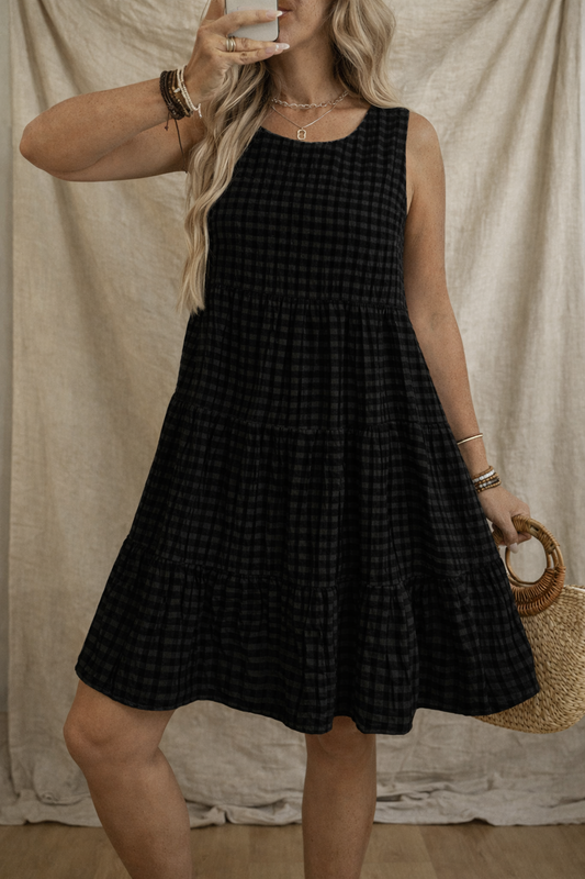 Women's Loose Casual Elegant Sleeveless Plaid Dress