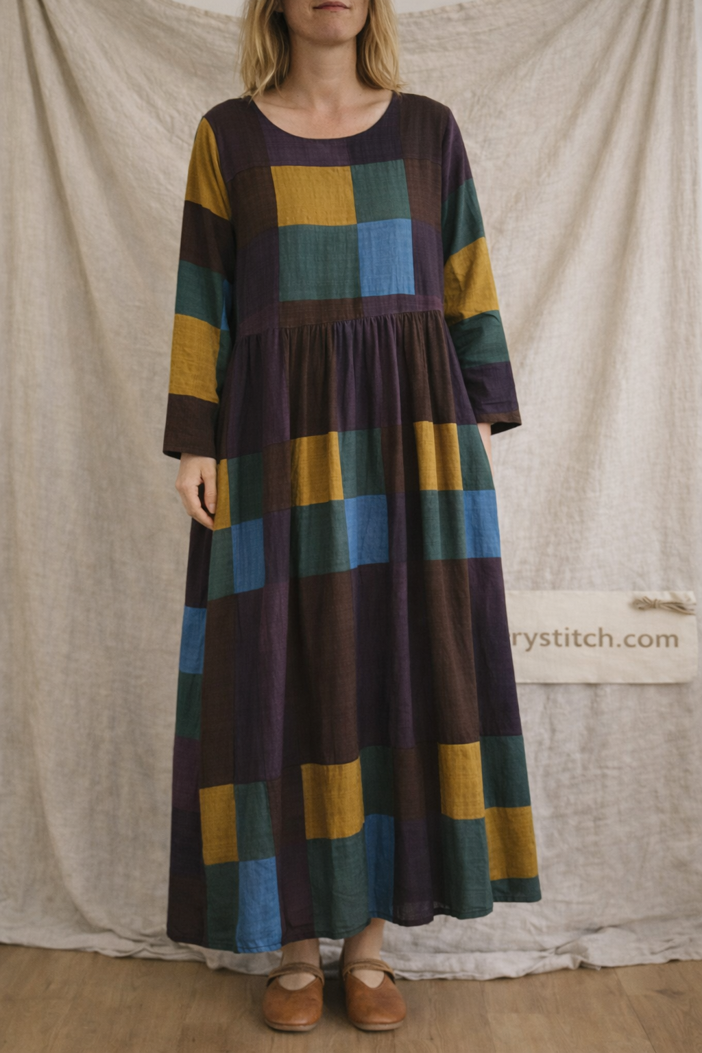 Literary Plus Size Plus Fertilizer Plus Printing Long-sleeved Dress