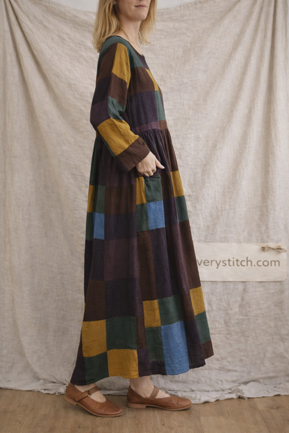 Literary Plus Size Plus Fertilizer Plus Printing Long-sleeved Dress