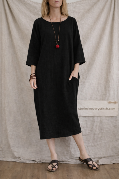 Bat Cotton And Linen Plus Thickening Plus Fat Dress