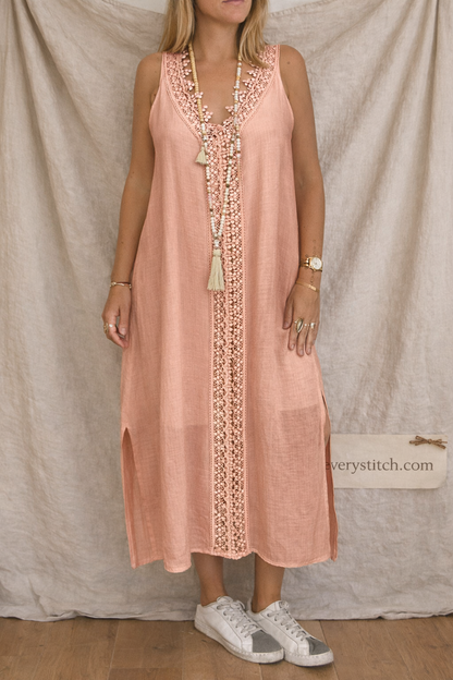 Women's Plus Size Dress Sleeveless Lace Stitching Dress