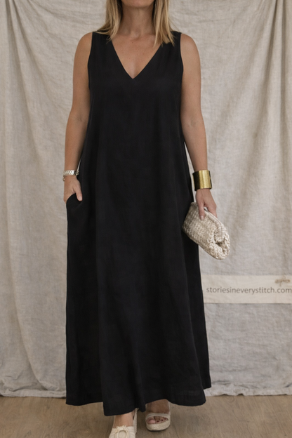 Plus Size White Cotton Linen Dress