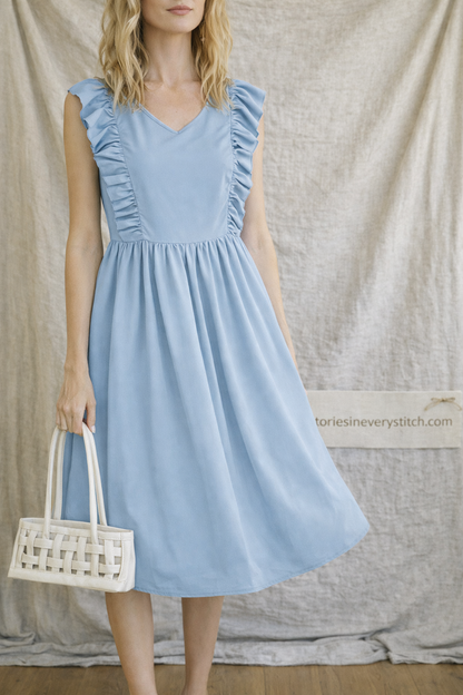 Summer Women's Retro Dress Ruffled Sleeveless Dress
