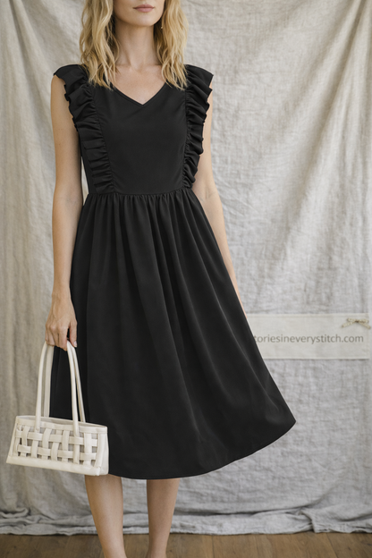 Summer Women's Retro Dress Ruffled Sleeveless Dress