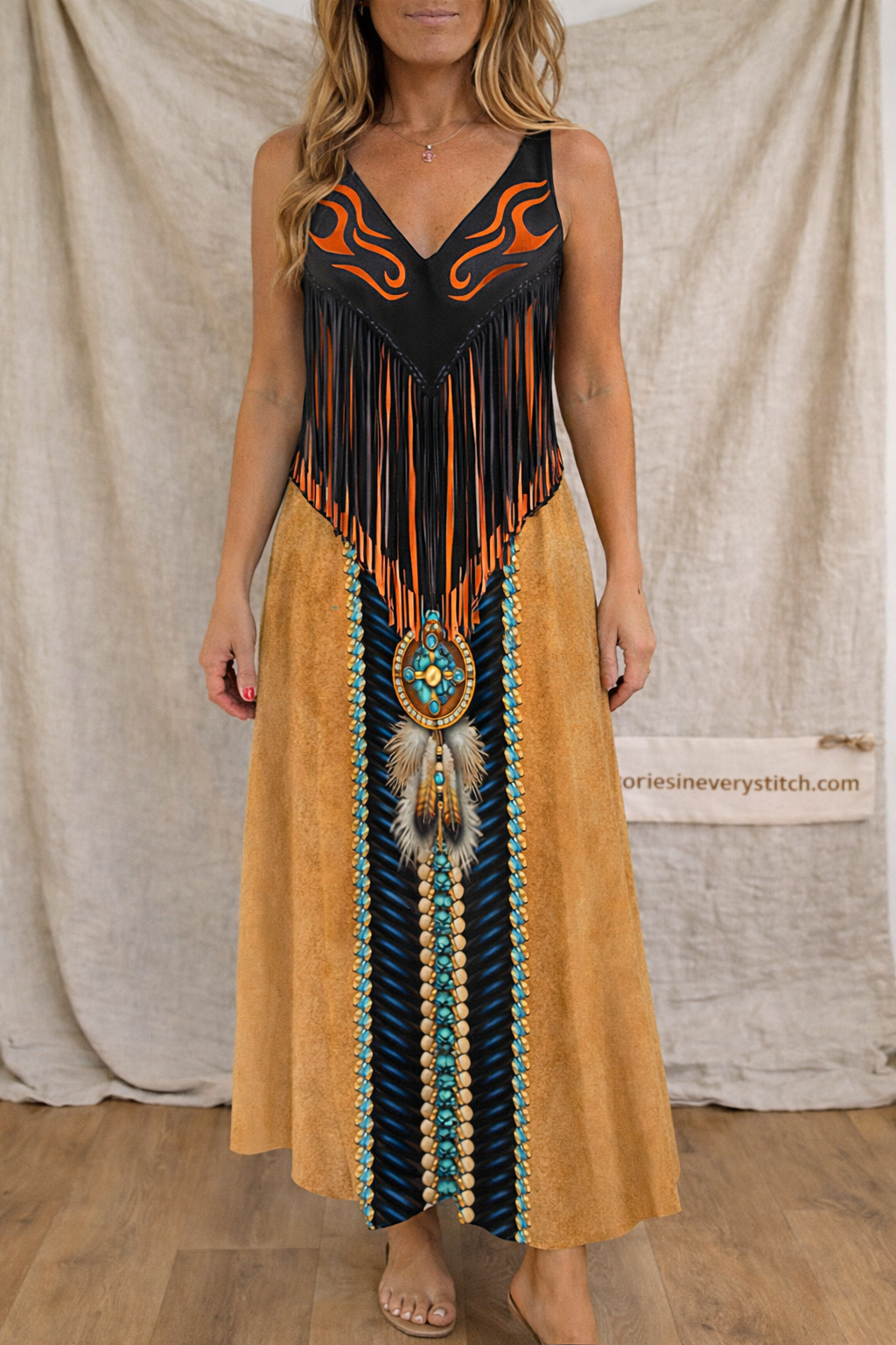 Summer Casual Printed Camisole Long Dress