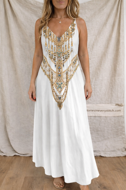 Summer Casual Printed Camisole Long Dress