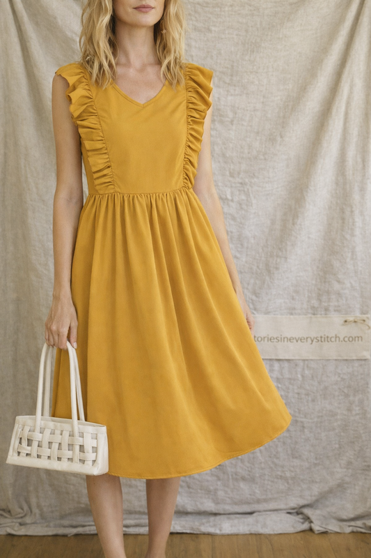 Summer Women's Retro Dress Ruffled Sleeveless Dress