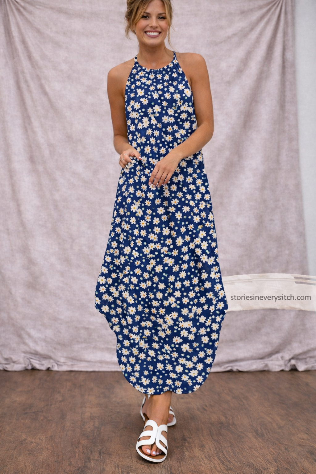 Women’s Polka Dot Halter Maxi Dress – Sleeveless Casual Summer Dress
