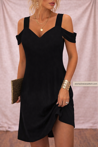 Women’s Floral Cold Shoulder Mini Dress – V-Neck Casual Summer Dress