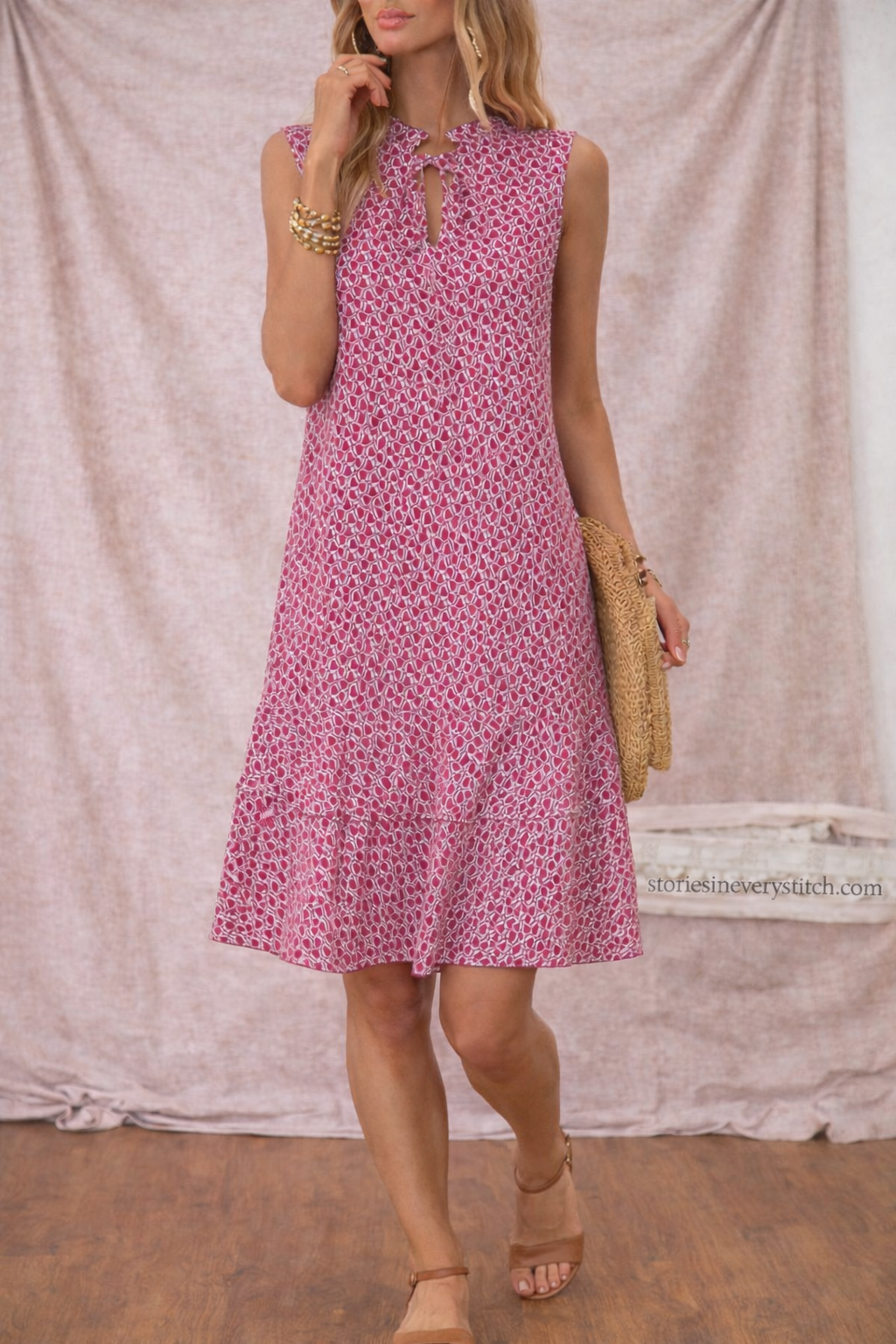 Women’s Floral Sleeveless Mini Dress – Casual Ruffle Hem Summer Dress