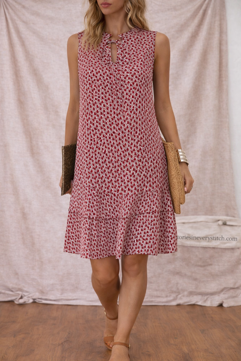 Women’s Floral Sleeveless Mini Dress – Casual Ruffle Hem Summer Dress