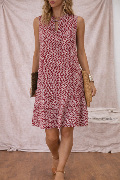 Women’s Floral Sleeveless Mini Dress – Casual Ruffle Hem Summer Dress