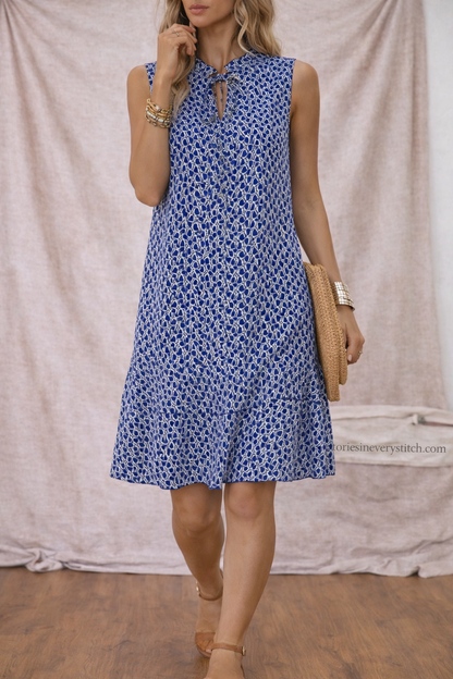 Women’s Floral Sleeveless Mini Dress – Casual Ruffle Hem Summer Dress