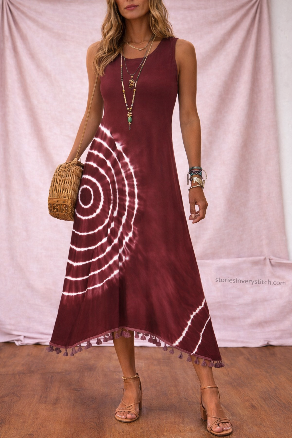 Women’s Tie-Dye Midi Dress – Sleeveless Casual Summer Dress