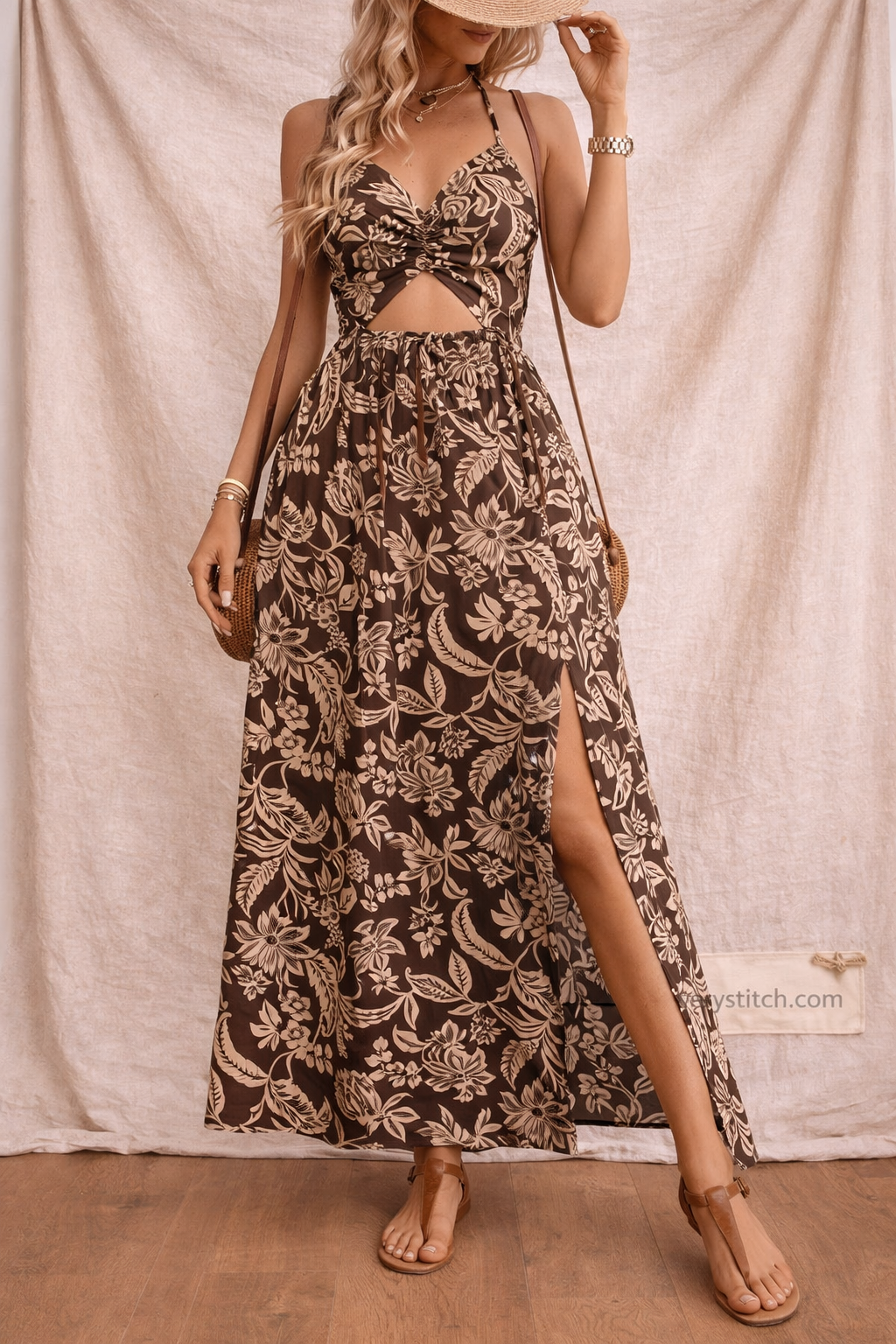 Boho Print Maxi Dress – Sleeveless Side Slit Flowy Summer Style