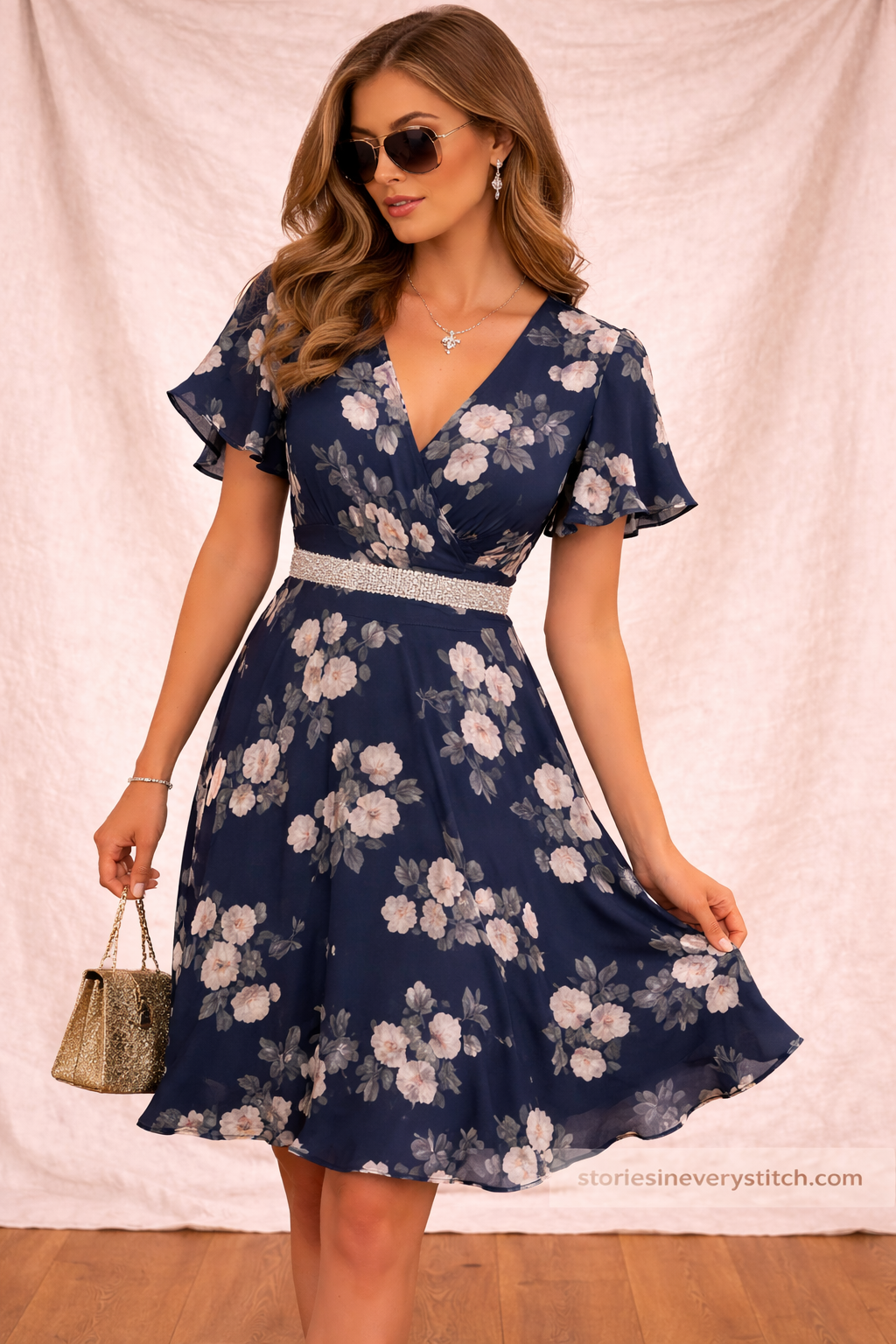 Floral Wrap Mini Dress – Flutter Sleeve V-Neck Summer Style