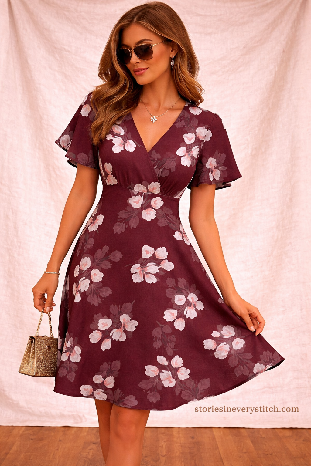 Floral Wrap Mini Dress – Flutter Sleeve V-Neck Summer Style