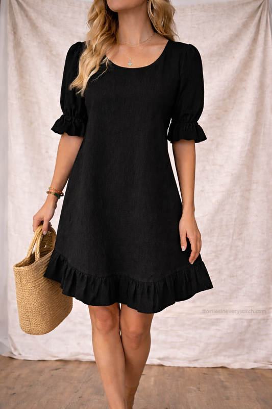 Elegant Ruffle Hem Casual Summer Dress – Lightweight Flowy Tunic Dress for Women
