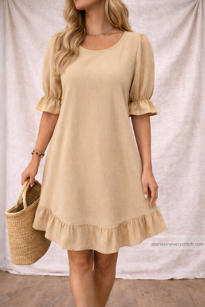 Elegant Ruffle Hem Casual Summer Dress – Lightweight Flowy Tunic Dress for Women