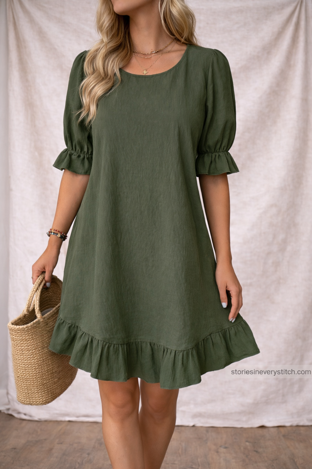 Elegant Ruffle Hem Casual Summer Dress – Lightweight Flowy Tunic Dress for Women
