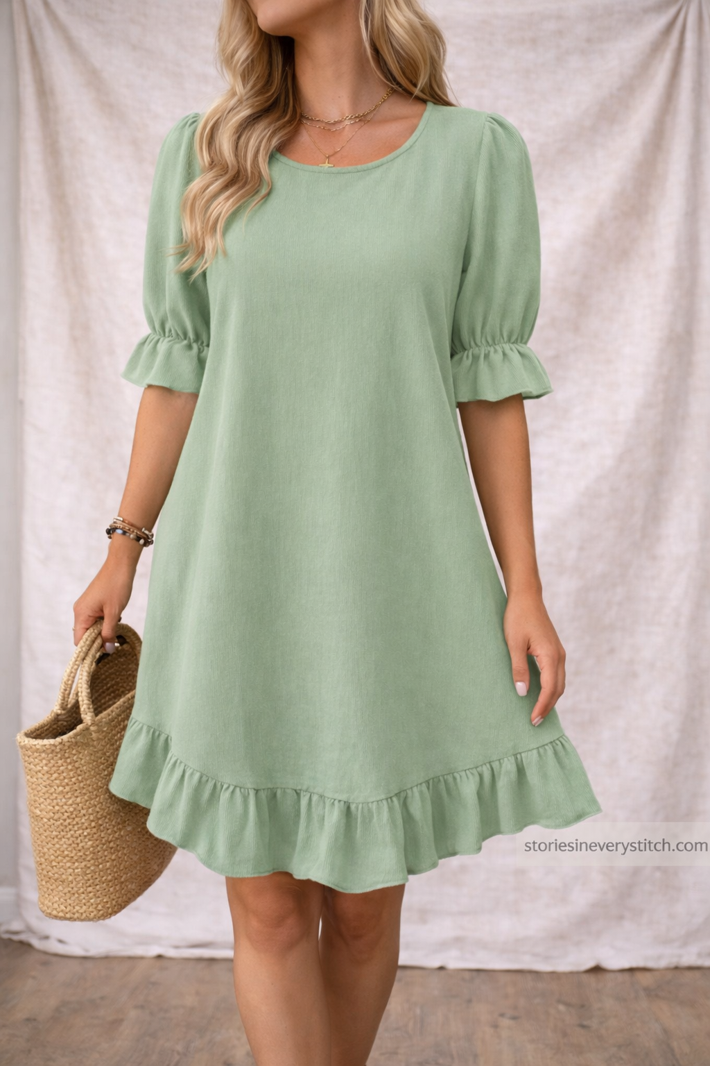 Elegant Ruffle Hem Casual Summer Dress – Lightweight Flowy Tunic Dress for Women
