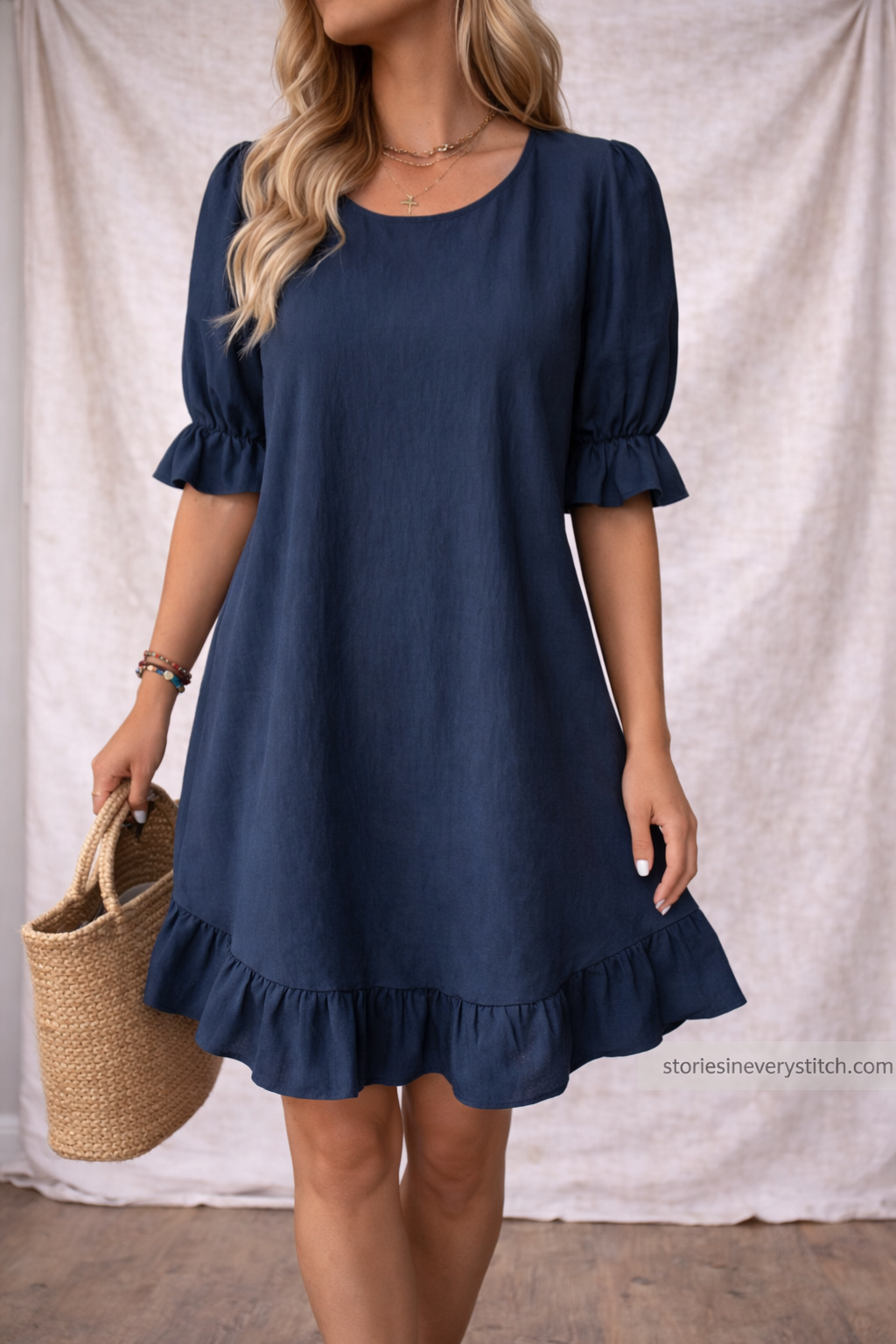 Elegant Ruffle Hem Casual Summer Dress – Lightweight Flowy Tunic Dress for Women