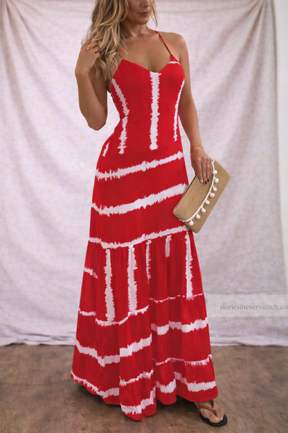 Women’s Boho Printed Maxi Dress – Spaghetti Strap Sleeveless Summer Beach Dress