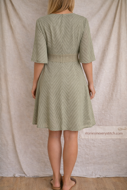 Textured V-Neck Fit & Flare Mini Dress