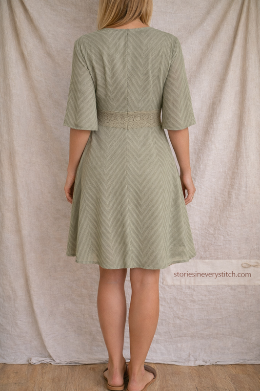 Textured V-Neck Fit & Flare Mini Dress