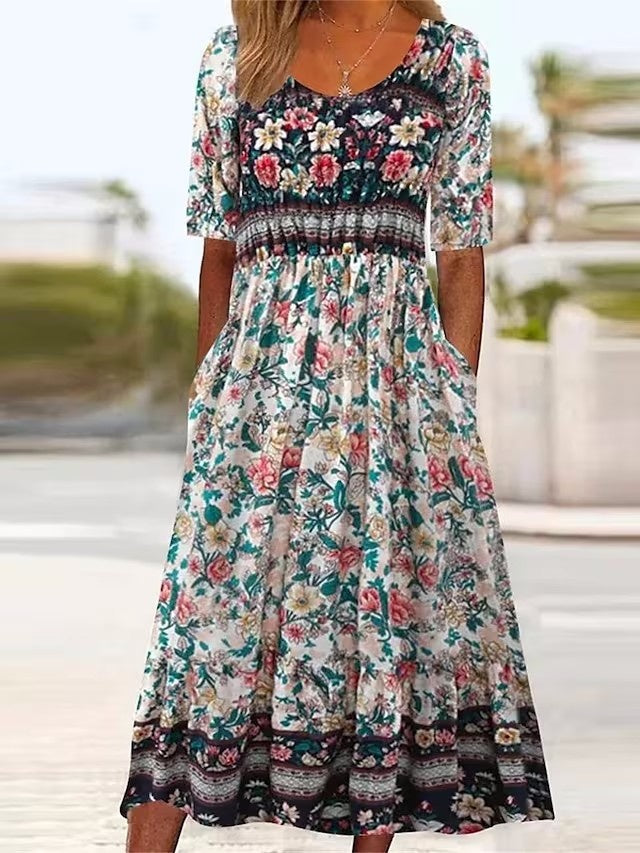 Ethnic Style Summer Printed Fashion Slim Dress