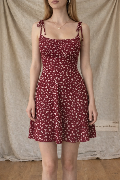 Printed Tie Strap Mini Dress