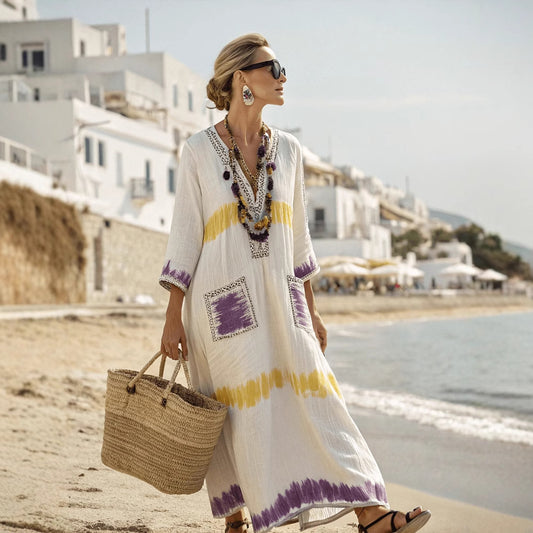 Elegant Plus Size Printed Long Large Hem Dress