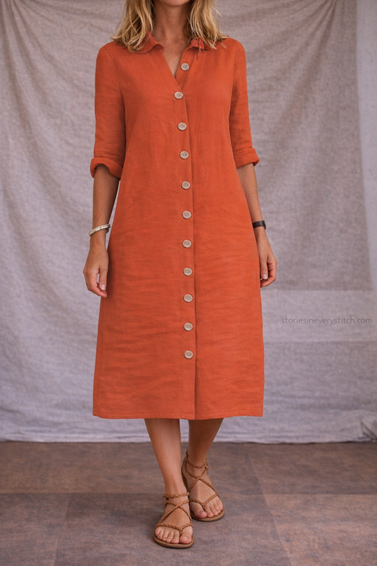 Casual Button-Front Shirt Mini Dress