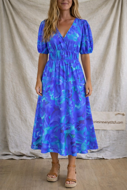 Floral Breeze Tie-Waist Midi Dress