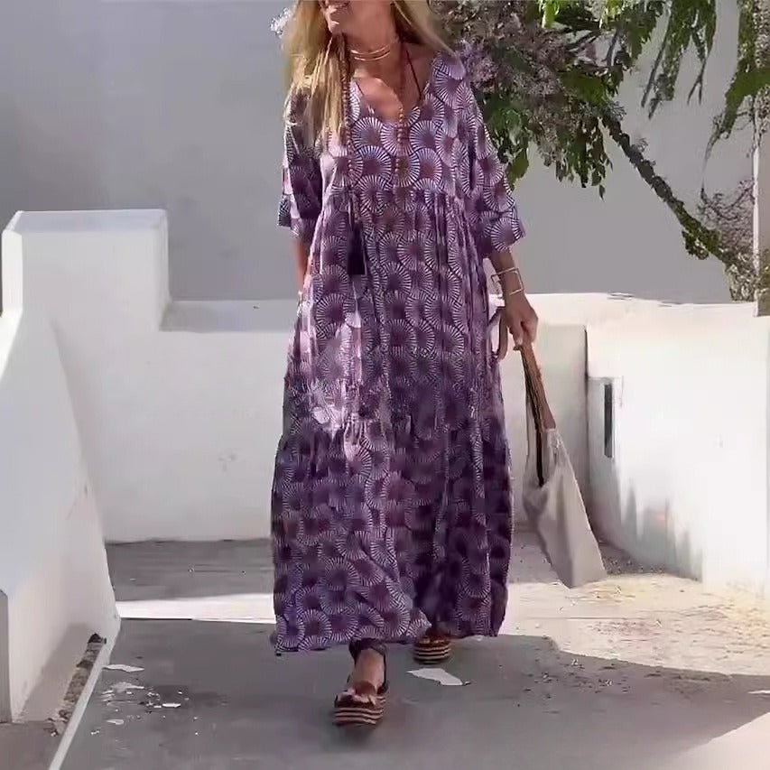 Geometric Print Street Plus Size Women's Dress